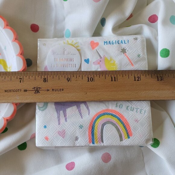 NWT - Meri Meri Unicorn Rainbow Paper Plates (8) and Paper Napkins (16) - Picture 6 of 7